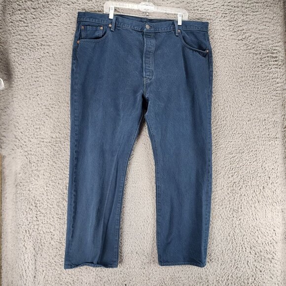 Levis Jeans Mens 44x30 501 Blue Cotton Hi Rise Button Fly Classic Straight *GUC* - Picture 2 of 14